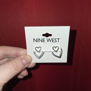 Nine West Silver Heart Earrings